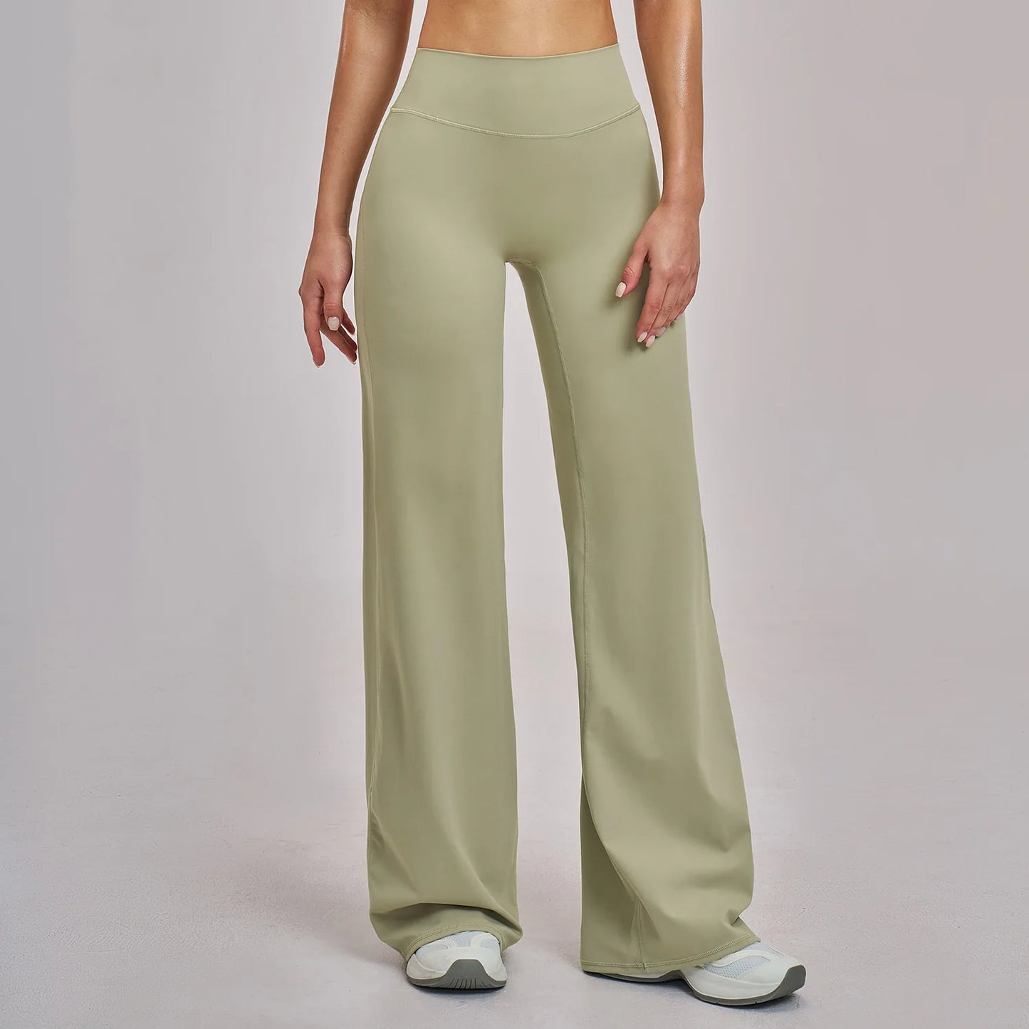 High Waist Wide Leg Yoga Pants Women Butt Lift Workout Trousers Flare Leggings Tummy Control Gym Fitness Straight Leg Bottoms