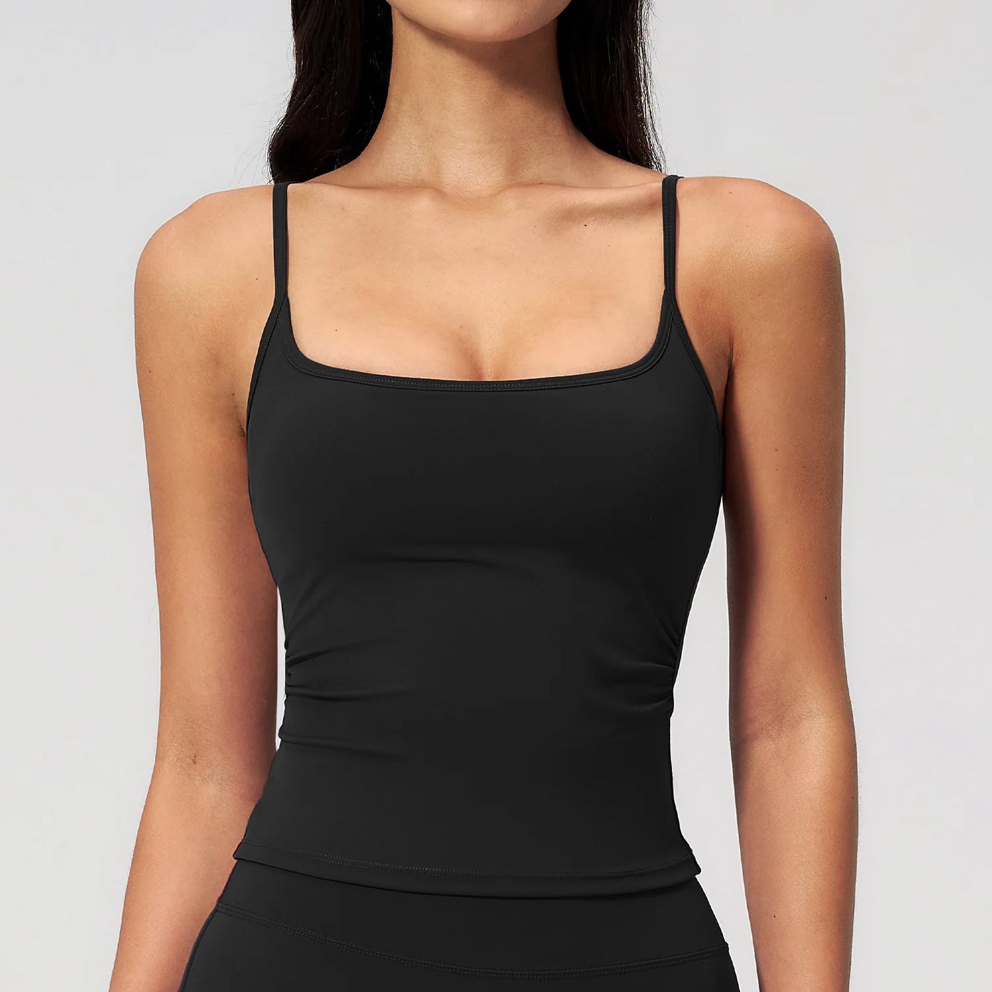 Juren Gym Tank Top With Built In Bra Women's Yoga Clothing Summer Running Square Neck Fitness Vest Beautiful Back Sports Workout