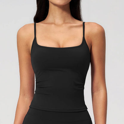 Juren Gym Tank Top With Built In Bra Women's Yoga Clothing Summer Running Square Neck Fitness Vest Beautiful Back Sports Workout