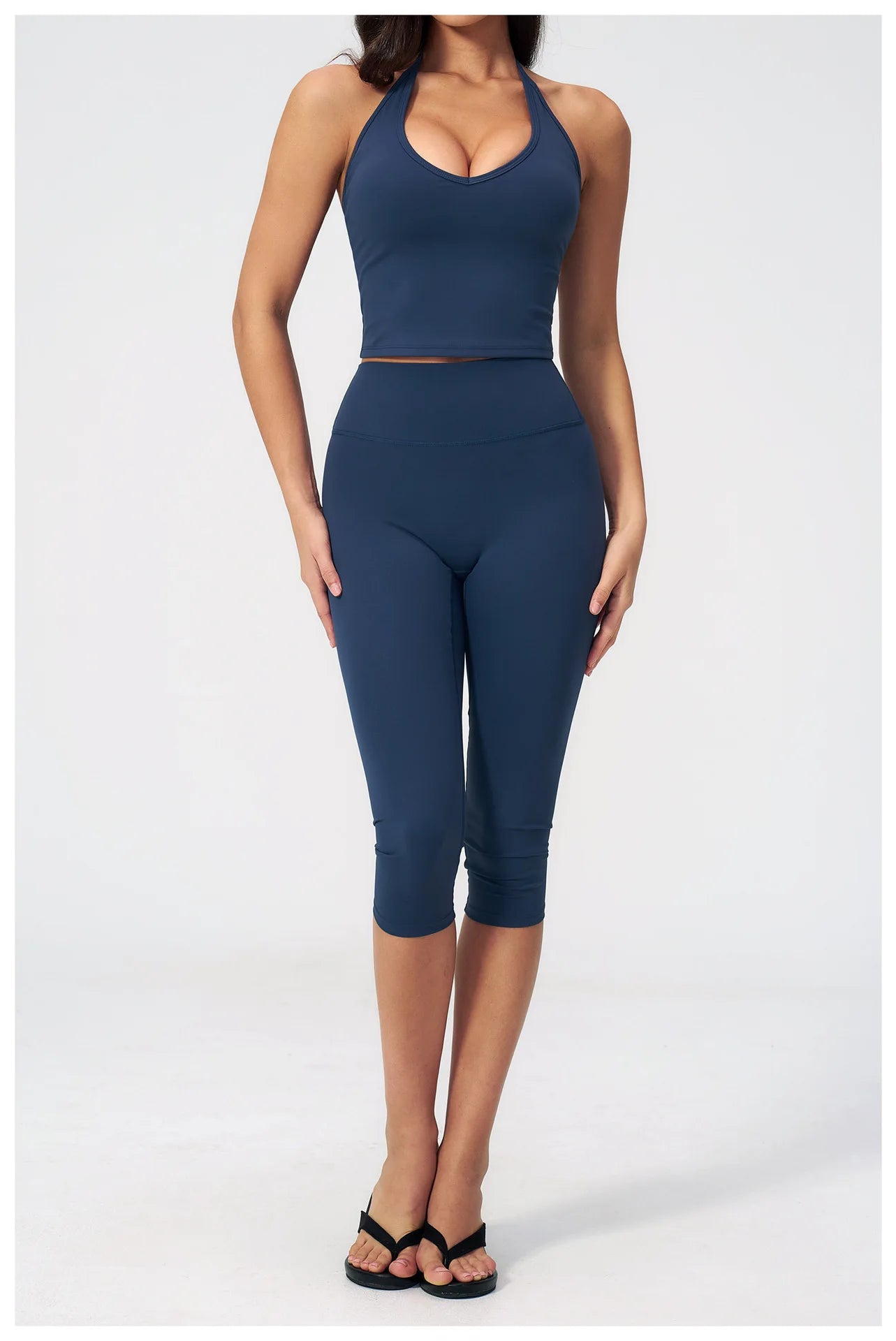 Yoga Pants Women Cropped Pants Sports Pants Fitness Leggings Tights Breathable Quick-drying High Waist Running Workout Pants