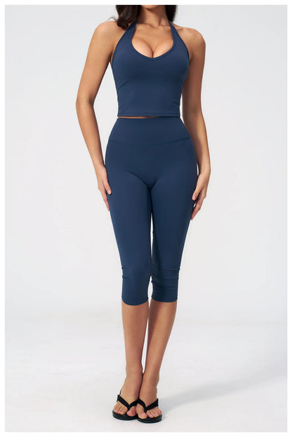 Yoga Pants Women Cropped Pants Sports Pants Fitness Leggings Tights Breathable Quick-drying High Waist Running Workout Pants