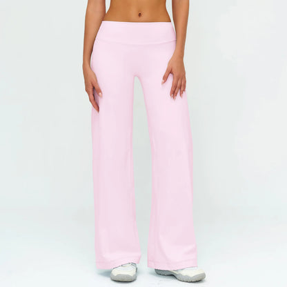 Yoga Pants Women Straight Leg Bottoms Women's Mid-Waist Fitness Pants Gym Leggings Naked Feel Pilates Running Sports Trousers