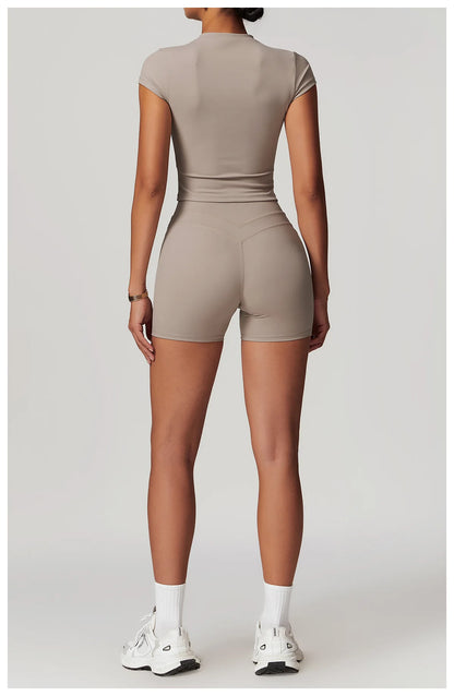 JUREN High Waist Sports Short Women Yoga Shorts Breathable Fitness Tight Women Yoga Legging Shorts Cycling Athletic Gym Shorts