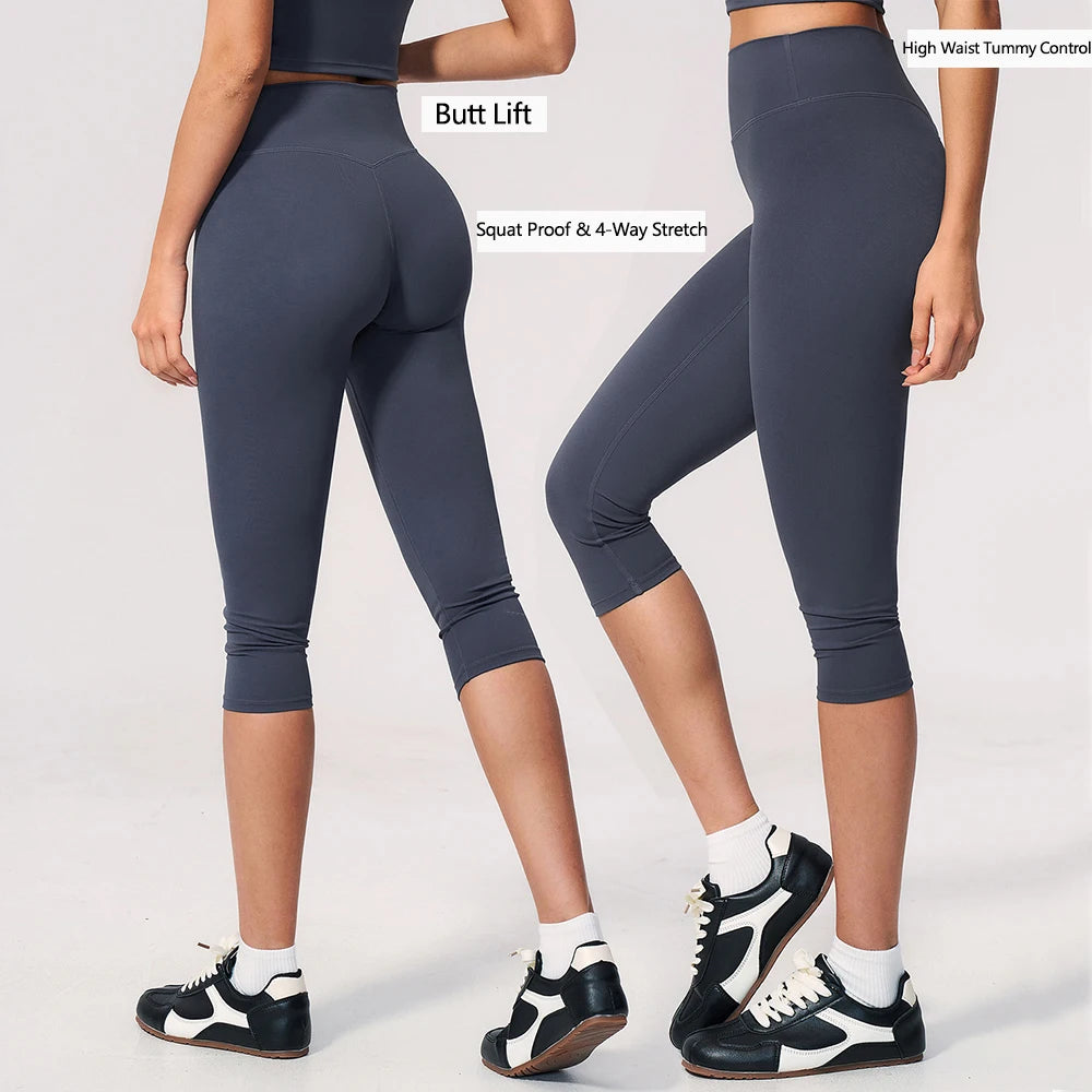 Women's High Waist Yoga Capri Pants Butt Lift Leggings Squat Proof Tummy Control Workout Sports Breathable Running Summer Tights