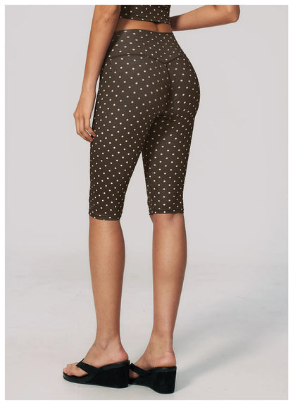 Polka Dot Yoga Capri Pants Women Sports Leggings Woman High Waist Push Up Gym Fitness Yoga Pants Running Athletic Legging Summer