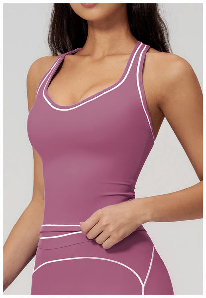 Women's Tank Top Push-Up Sports Bra Hollow Breathable Fitness Underwear Summer Gym Bra Yoga Vest Sexy Running Tops Sportswear
