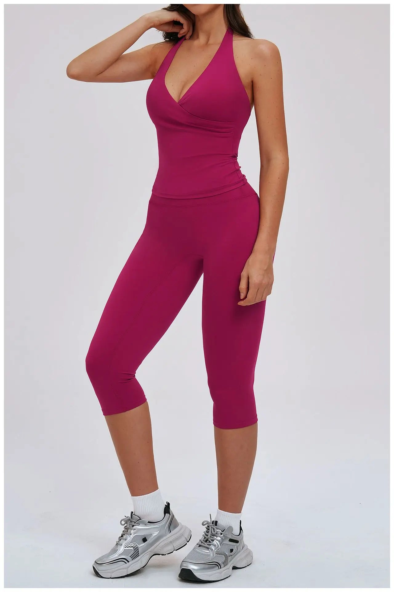 Yoga Pants Women Cropped Pants Sports Pants Fitness Leggings Tights Breathable Quick-drying High Waist Running Workout Pants