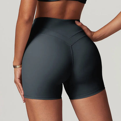 JUREN High Waist Sports Short Women Yoga Shorts Breathable Fitness Tight Women Yoga Legging Shorts Cycling Athletic Gym Shorts