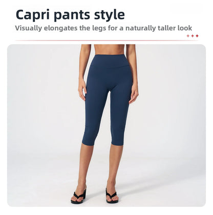 Yoga Pants Women Cropped Pants Sports Pants Fitness Leggings Tights Breathable Quick-drying High Waist Running Workout Pants