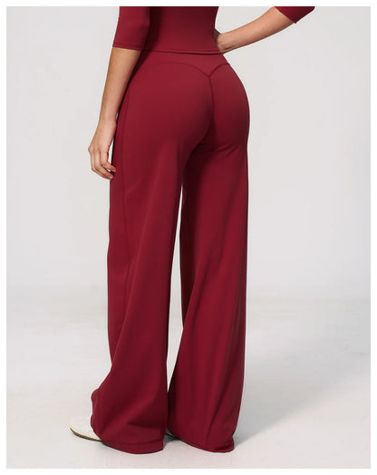 Yoga Pants Women Straight Leg Bottoms Women's Mid-Waist Fitness Pants Gym Leggings Naked Feel Pilates Running Sports Trousers