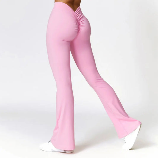 V-shaped Hip Yoga Pants Flare Leggings Women High Waist Wide Leg Pants Women Gym Fitness Sports Flared Pant Dance Trousers
