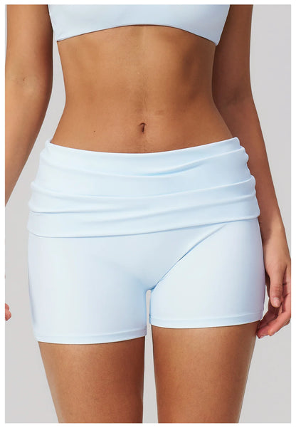 Summer Fold Over Waist Fitness Shorts Women Workout Shorts Yoga Shorts Lift Butt Fitness Shorts Women Running Push Up Gym Shorts