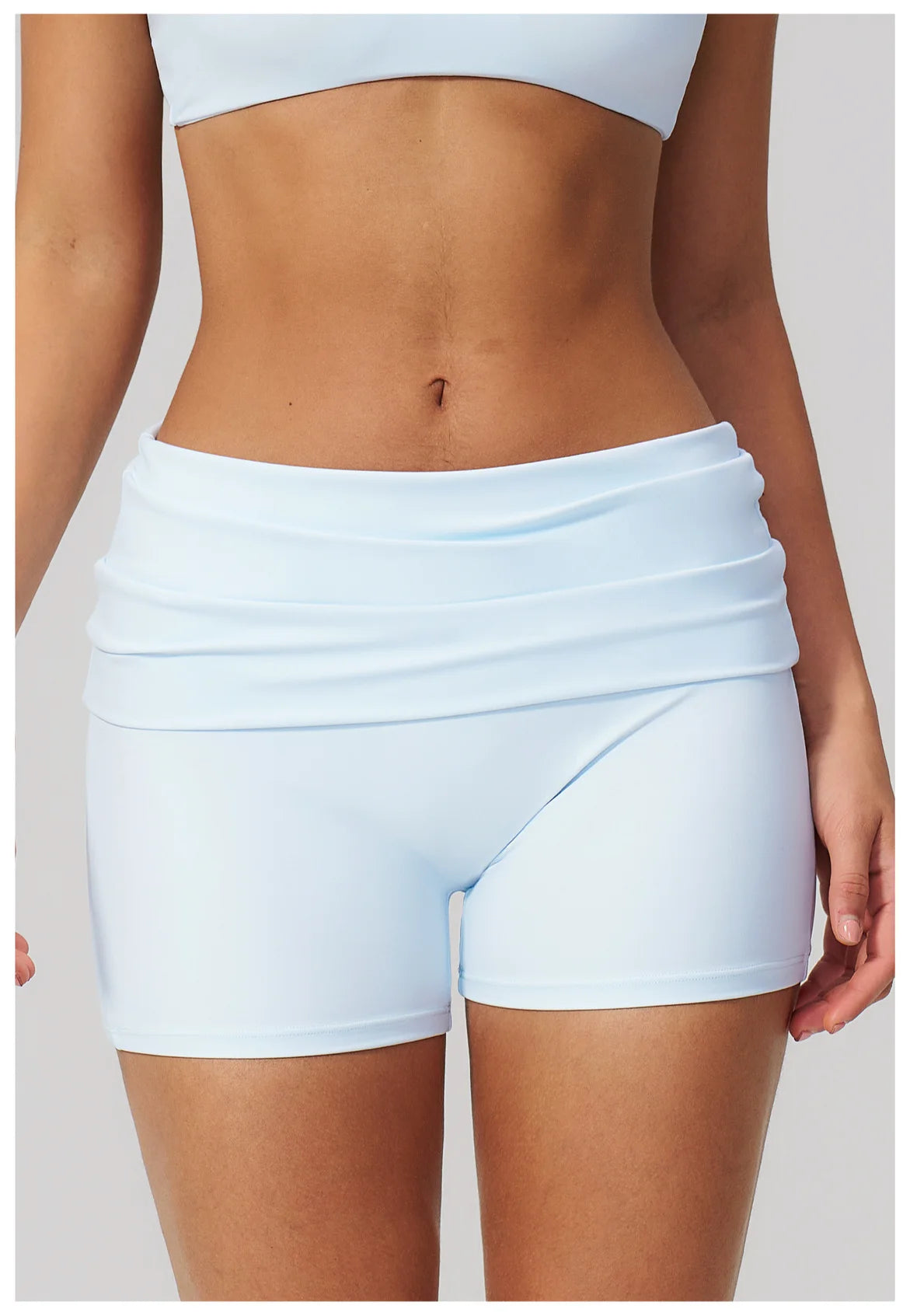 Summer Women Fitness Workout Shorts Yoga Shorts Fold Over High Waist Lift Butt Fitness Shorts Women Running Push Up Gym Shorts
