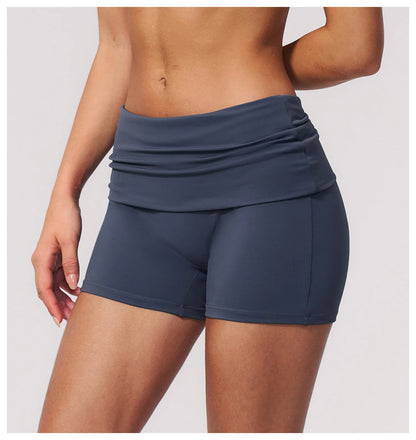 Summer Fold Over Waist Fitness Shorts Women Workout Shorts Yoga Shorts Lift Butt Fitness Shorts Women Running Push Up Gym Shorts