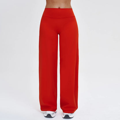 Yoga Pants Women Straight Leg Bottoms Women's Mid-Waist Fitness Pants Gym Leggings Naked Feel Pilates Running Sports Trousers