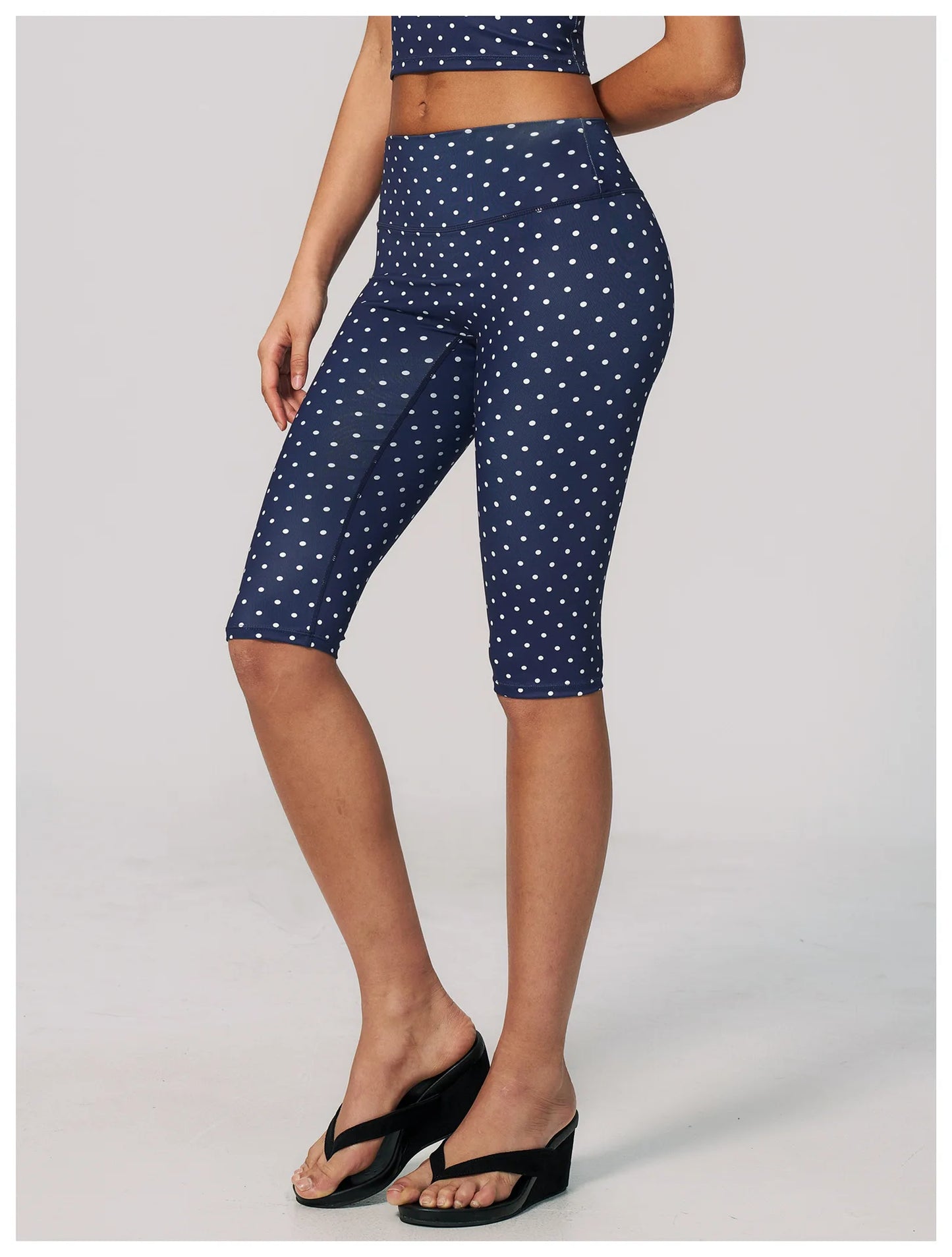 Polka Dot Yoga Capri Pants Women Sports Leggings Woman High Waist Push Up Gym Fitness Yoga Pants Running Athletic Legging Summer