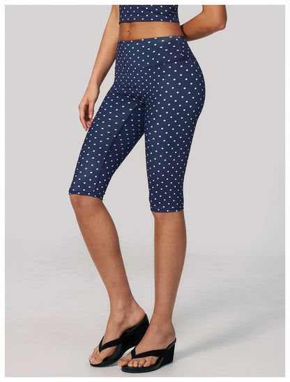 Polka Dot Yoga Capri Pants Women Sports Leggings Woman High Waist Push Up Gym Fitness Yoga Pants Running Athletic Legging Summer