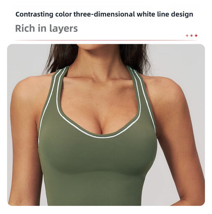 Women's Tank Top Push-Up Sports Bra Hollow Breathable Fitness Underwear Summer Gym Bra Yoga Vest Sexy Running Tops Sportswear