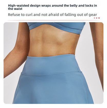 Outdoor Sports Yoga Skirt Women Badminton Tennis Skirt High Waist Breathable Sweat Skirt Active Athletic Yoga Fitness Skirt