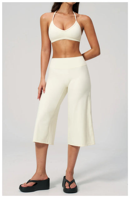 Summer Cropped Pants Yoga Pants Women Gym Workout Running High Waisted Quick Drying Loose Sports Pants Fitness Pants Yoga Pants