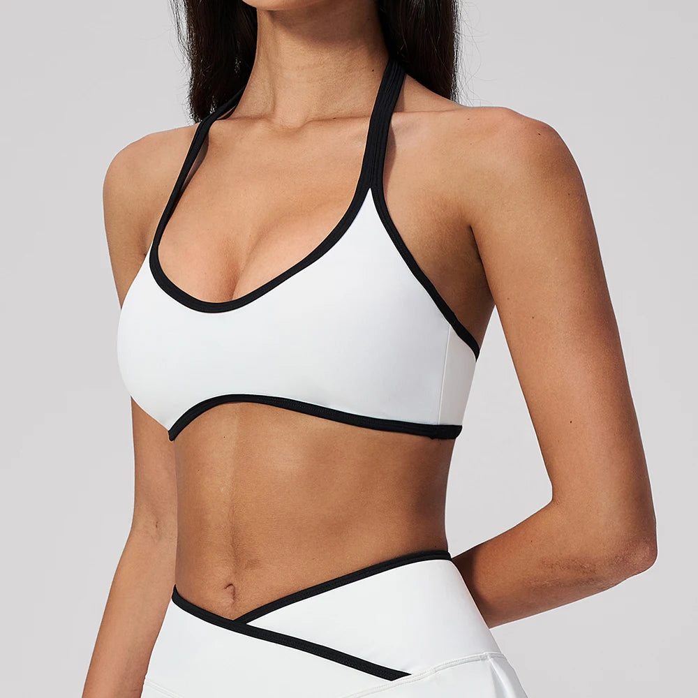 Summer Gym Top Women Sports Bra Running Hanging Neck Yoga Bra Breathable Sports Underwear Sexy Women Fitness Workout Top Women