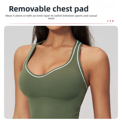 Women's Tank Top Push-Up Sports Bra Hollow Breathable Fitness Underwear Summer Gym Bra Yoga Vest Sexy Running Tops Sportswear