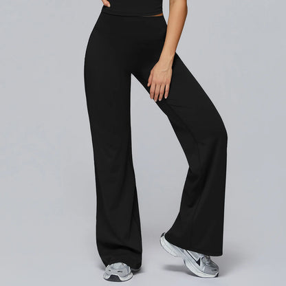 High Waist Wide Leg Yoga Pants Women Butt Lift Workout Trousers Flare Leggings Tummy Control Gym Fitness Straight Leg Bottoms