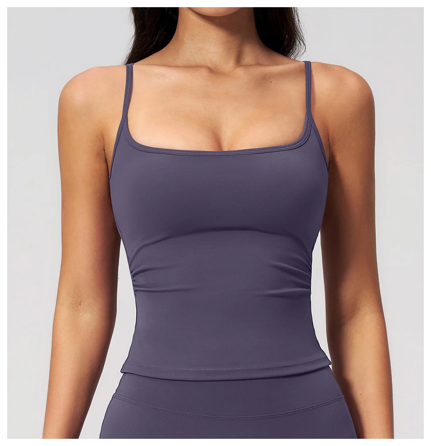 Juren Gym Tank Top With Built In Bra Women's Yoga Clothing Summer Running Square Neck Fitness Vest Beautiful Back Sports Workout