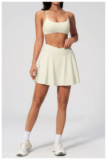 Yoga Short Skirt Women's Sports Short Skirt Quick Drying Running Fitness Badminton Skirt Half Body Anti Light Tennis Skirt Women