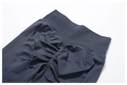 Seamless Fitness Leggings Women Sport High Waist Elastic Ribbed Yoga Leggings Gym Jogging Quick Dry Push Up Slim Pants Female