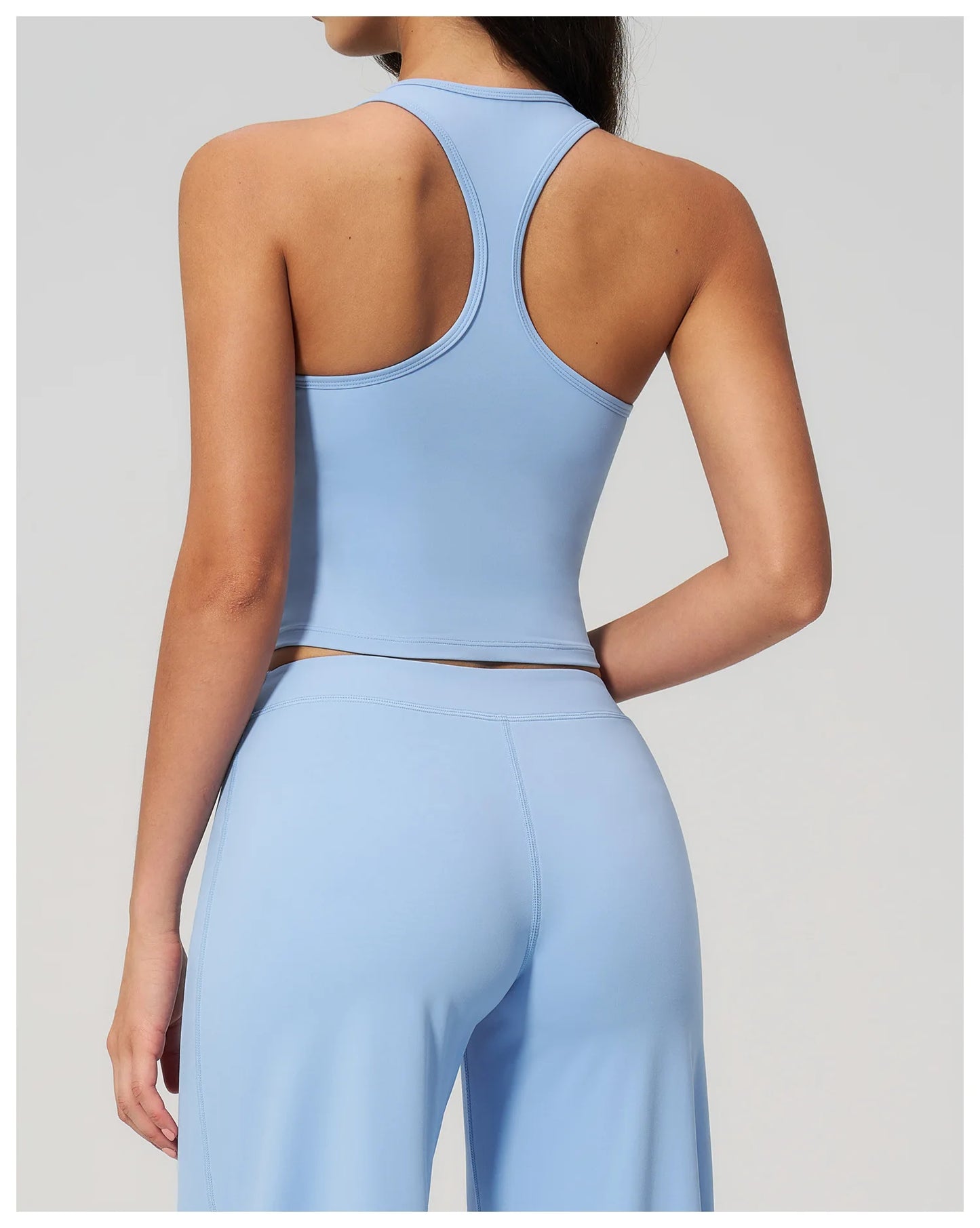 Yoga Vest Women Running Top Tank Top Short Sleeve I-shape Backless Gym Bra Running Workout Top Solid Color Nylon Fitness Top