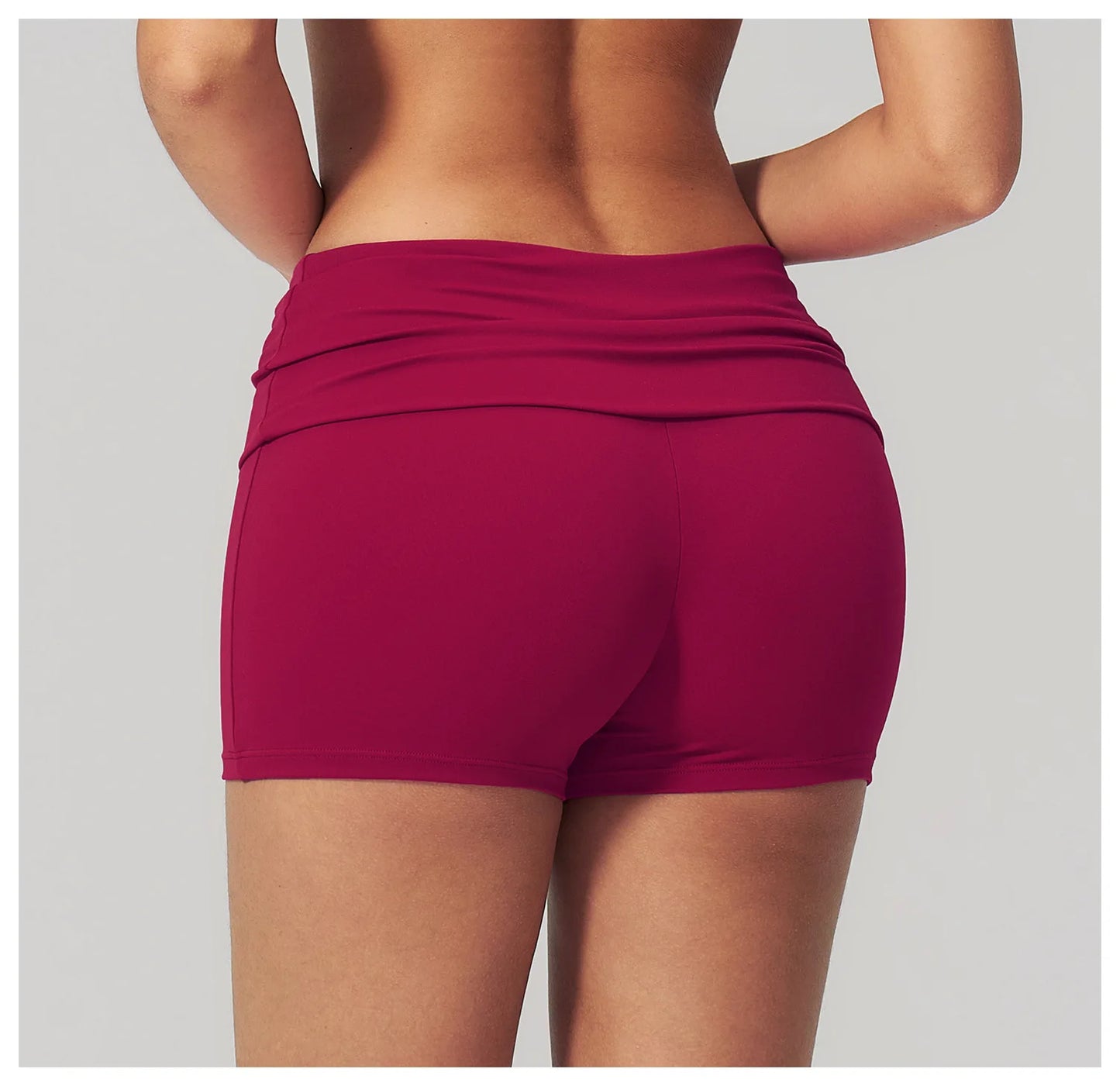 Summer Women Fitness Workout Shorts Yoga Shorts Fold Over High Waist Lift Butt Fitness Shorts Women Running Push Up Gym Shorts