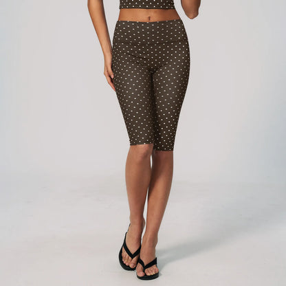 Polka Dot Yoga Capri Pants Women Sports Leggings Woman High Waist Push Up Gym Fitness Yoga Pants Running Athletic Legging Summer