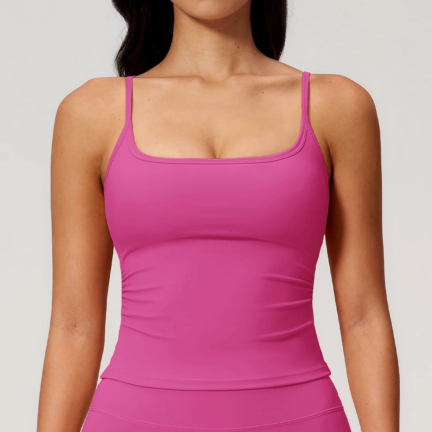 Juren Gym Tank Top With Built In Bra Women's Yoga Clothing Summer Running Square Neck Fitness Vest Beautiful Back Sports Workout