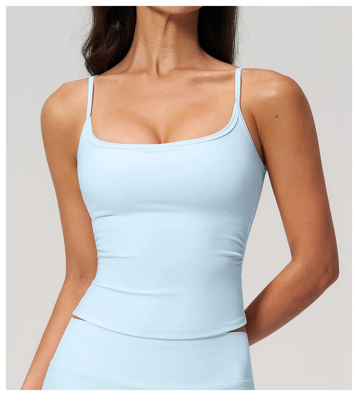 Juren Gym Tank Top With Built In Bra Women's Yoga Clothing Summer Running Square Neck Fitness Vest Beautiful Back Sports Workout