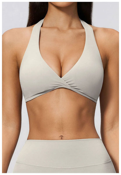Summer Sports Bra Women Sexy Halter Top High Support Push-up Open Back Gym Wear Impact Fitness Bra Yoga Yops Workout Underwear