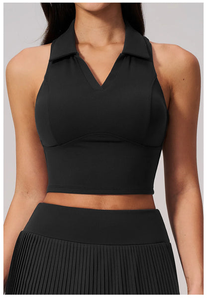 Women's Yoga Tank Push Up Workout Top Quick-Dry Collar Gym Sports Vest Running Female Running Tight Top Women Fitness Underwear
