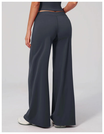 Summer Straight Leg Bottoms Women High Waist Yoga Pants GYM Leggings Naked Feel Pilates Running Fitness Workout Sports Trousers