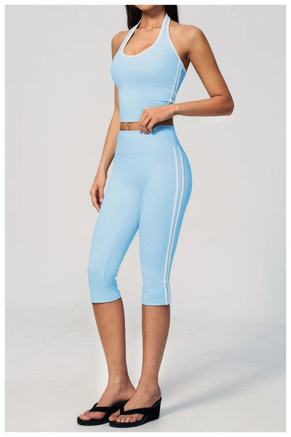 Yoga Capri Pants Women Fitness Leggings Running Cycling Pants Breathable Sports Leggings High Waist Summer Workout Gym Clothing