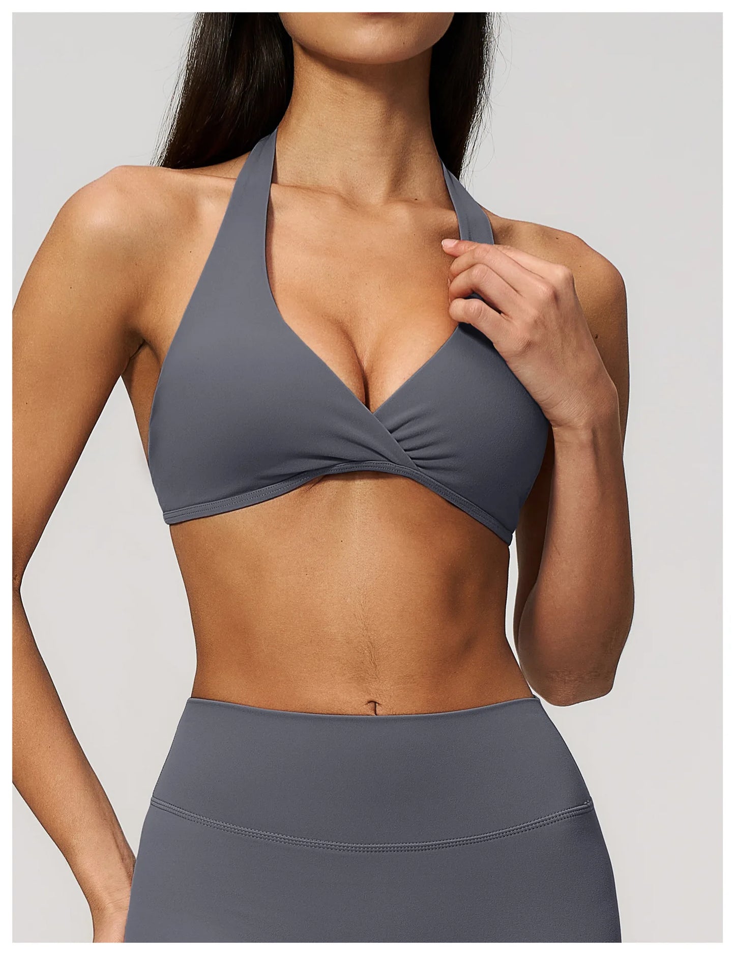 Summer Sports Bra Women Sexy Halter Top High Support Push-up Open Back Gym Wear Impact Fitness Bra Yoga Yops Workout Underwear