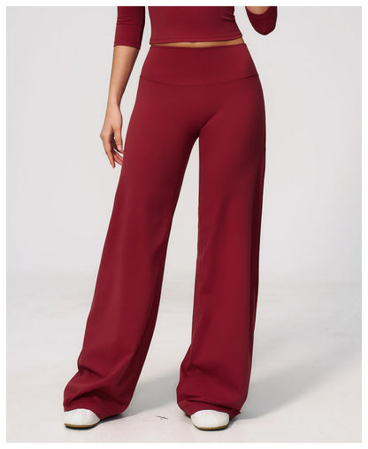 Yoga Pants Women Straight Leg Bottoms Women's Mid-Waist Fitness Pants Gym Leggings Naked Feel Pilates Running Sports Trousers