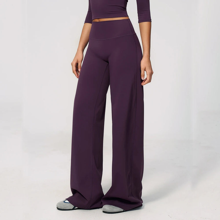 Yoga Pants Women Straight Leg Bottoms Women's Mid-Waist Fitness Pants Gym Leggings Naked Feel Pilates Running Sports Trousers