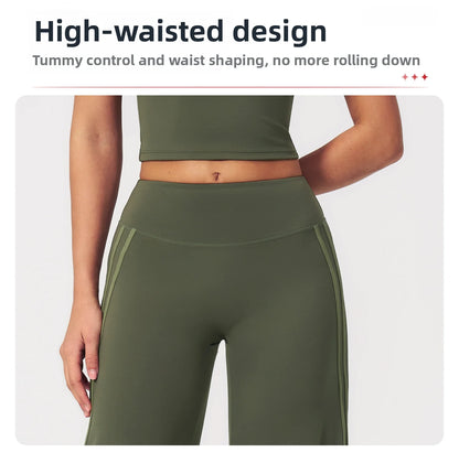 JUREN Straight Leg Bottoms Women's Mid-Waist Yoga Pants Gym Leggings Workout Leggings Naked Feel Pilates Running Sports Trousers