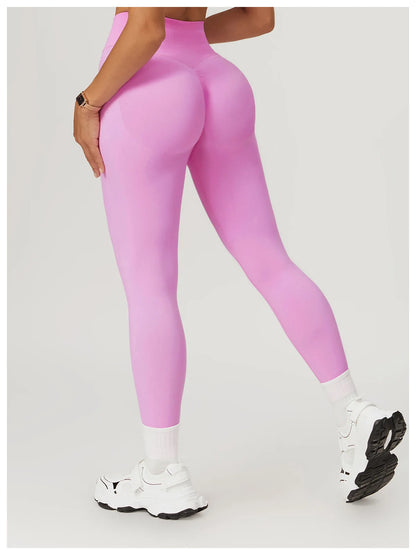 Seamless Fitness Leggings Women Sport High Waist Elastic Ribbed Yoga Leggings Gym Jogging Quick Dry Push Up Slim Pants Female