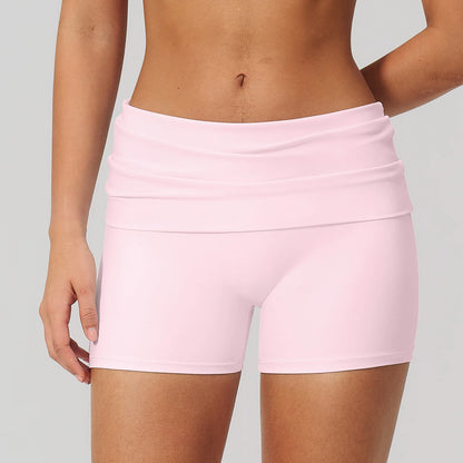 Summer Fold Over Waist Fitness Shorts Women Workout Shorts Yoga Shorts Lift Butt Fitness Shorts Women Running Push Up Gym Shorts