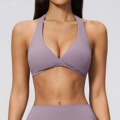 Summer Sports Bra Women Sexy Halter Top High Support Push-up Open Back Gym Wear Impact Fitness Bra Yoga Yops Workout Underwear