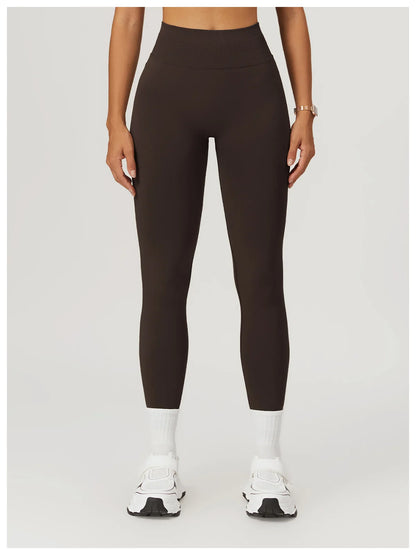 Seamless Fitness Leggings Women Sport High Waist Elastic Ribbed Yoga Leggings Gym Jogging Quick Dry Push Up Slim Pants Female
