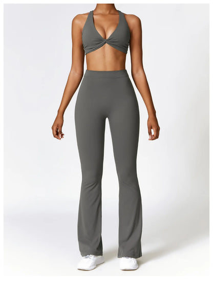 V-shaped Hip Yoga Pants Flare Leggings Women High Waist Wide Leg Pants Women Gym Fitness Sports Flared Pant Dance Trousers