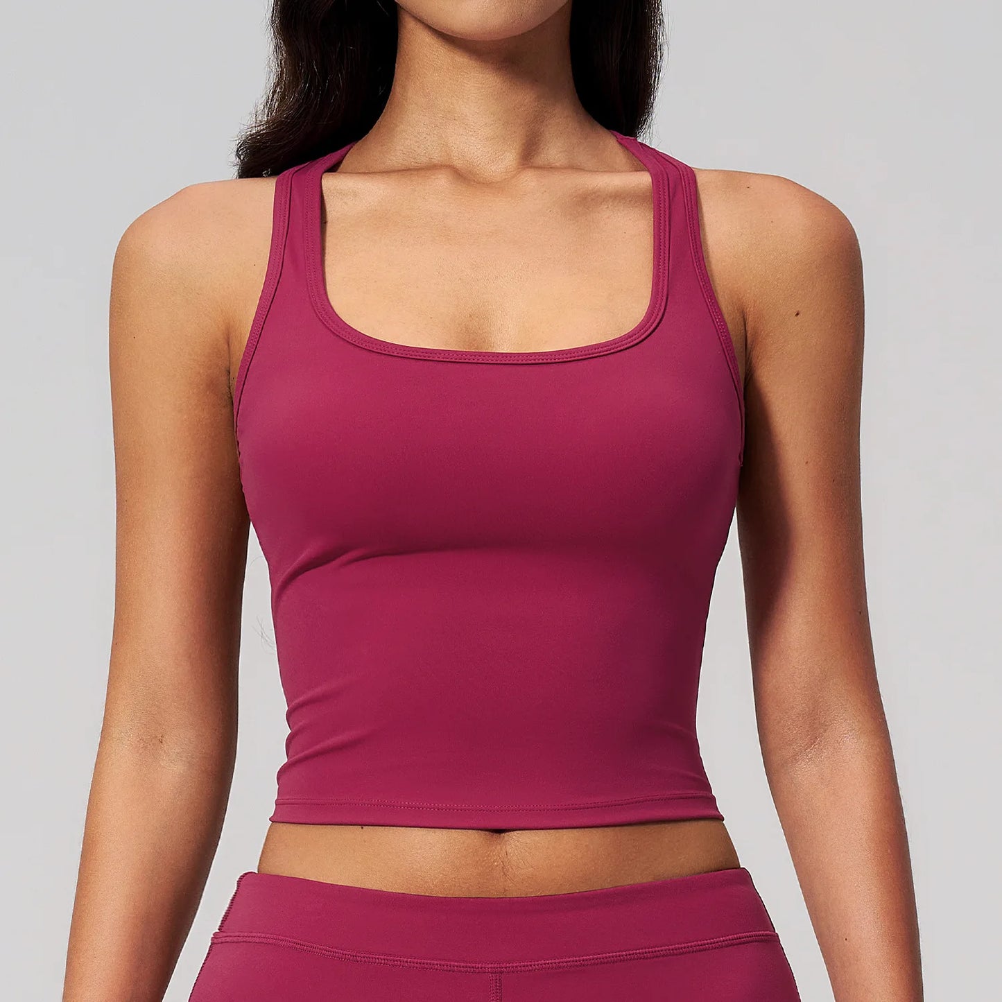 Yoga Vest Women Running Top Tank Top Short Sleeve I-shape Backless Gym Bra Running Workout Top Solid Color Nylon Fitness Top