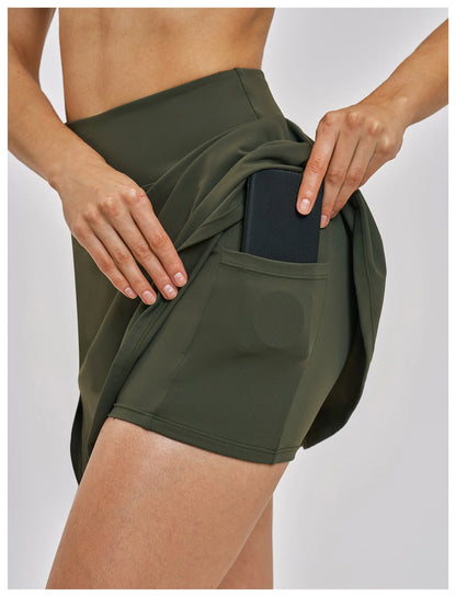 Outdoor Sports Yoga Skirt Women Badminton Tennis Skirt High Waist Breathable Sweat Skirt Active Athletic Yoga Fitness Skirt